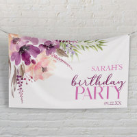 Violet Magenta Purple Floral fête d'anniversaire