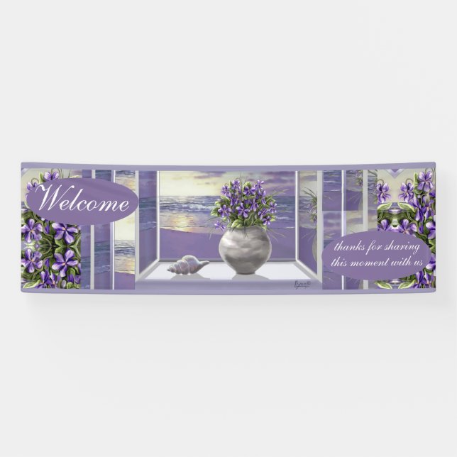 Banderoles Violettes dans un bocal de lune (Horizontal)