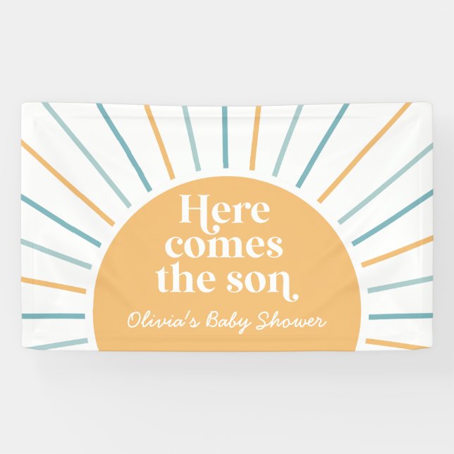 Banderoles Voici le Baby shower Son Boho Sunshine (Horizontal)
