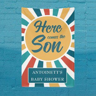 Banderoles Voici le Baby shower Son Retro Sun