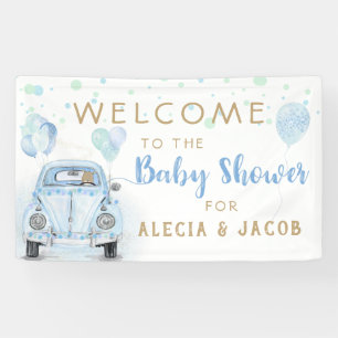 Banderoles Voiture Boy Baby shower Gold Blue
