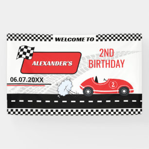 Banderoles Voiture de course rouge rétro garçon 2ème annivers