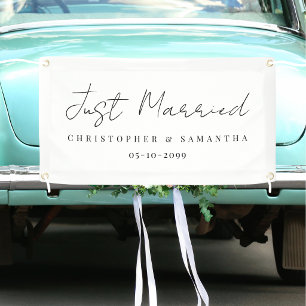 Banderoles Voiture de mariage Élégante Blanche Juste Mariée