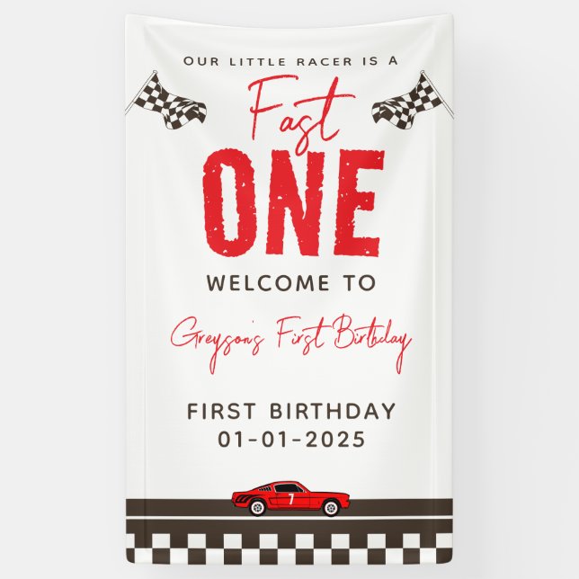 Banderoles Voiture Fast One Race 1er anniversaire (Vertical)