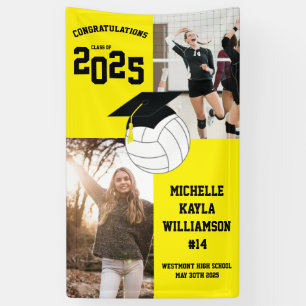 Banderoles Volleyball Graduation Sports Jaune