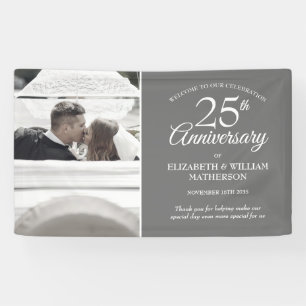 Banderoles Vos 25 ans de mariage Photo Argentée Bienvenue