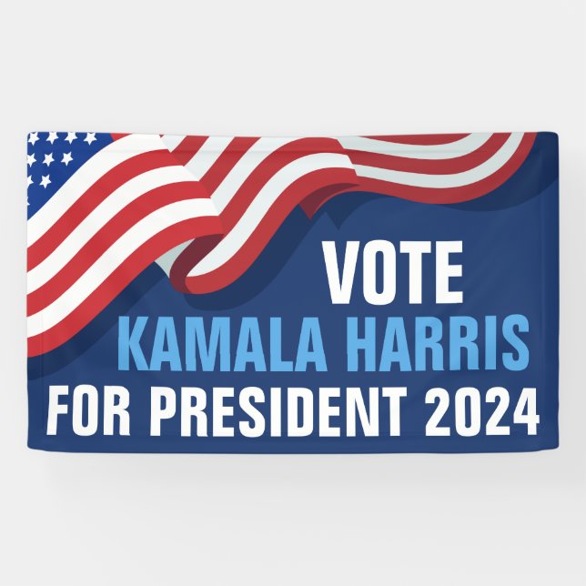 Banderoles Vote Kamala Harris pour le Président 2024 Blue (Horizontal)