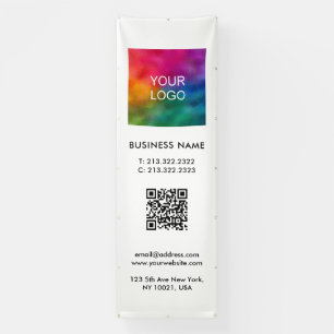 Banderoles Votre logo d'entreprise Code QR Vertical Outdoor L