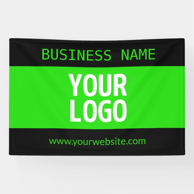 Banderoles Votre logo ou image | Noir et vert vif (Horizontal)