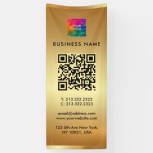 Banderoles Votre logo QR Code Gold Branding Outdoor Vertical