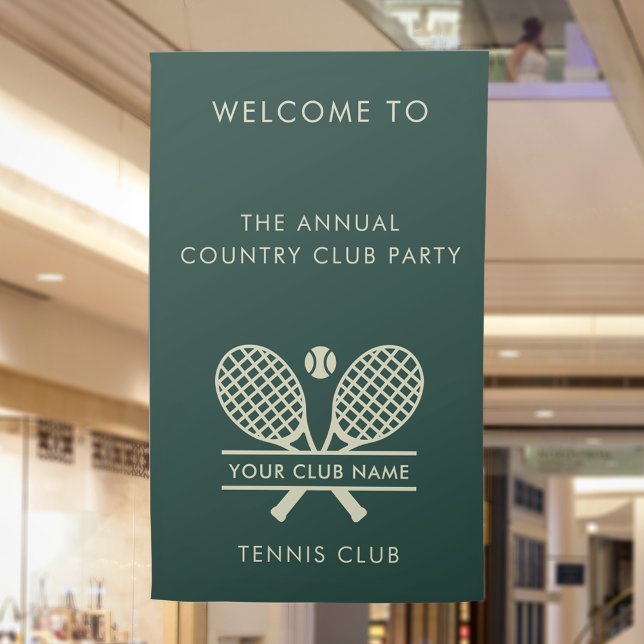 Banderoles Votre Nom de Country Club Événements de l'équipe d (Annual Tennis Country Club Green and Beige Vertical Banner)
