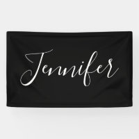 Votre nom | Élégant script blanc sur noir