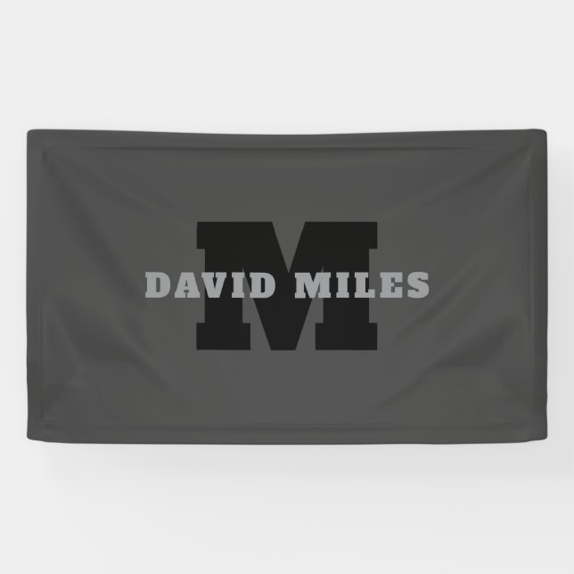 Banderoles Votre nom ou nom d'entreprise | Gris Masculin Mode (Horizontal)