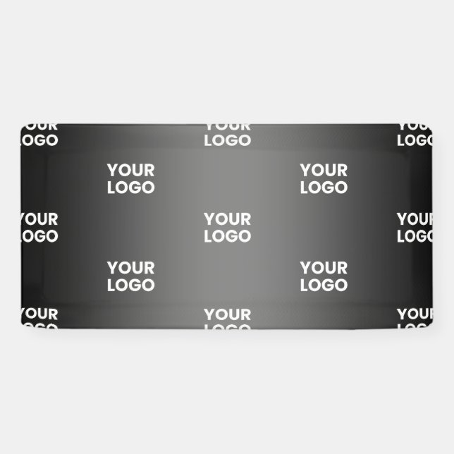 Banderoles Votre simple logo répétitif | Gradient noir et gri (Horizontal)