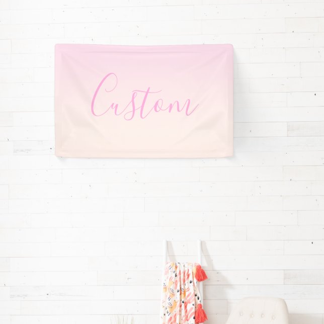Banderoles Votre texte | Élégant Script & Soft Blush Pink Omb (Insitu)