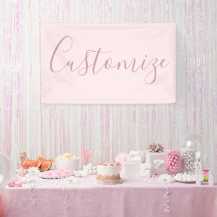 Banderoles Votre texte   Élégant Script & Soft Blush Rose