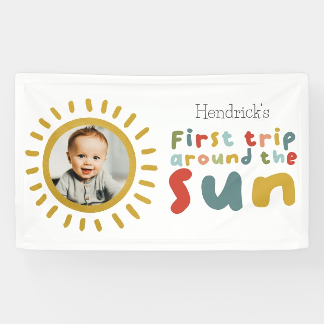 Banderoles Voyage Autour Du Soleil Anniversaire (Horizontal)