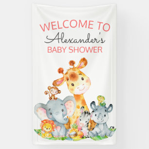 Banderoles Watercolor Cute Safari Jungle Baby shower