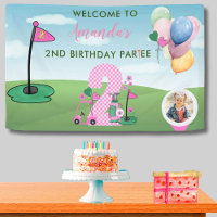 Watercolor Golf Rose Photo Girl 2e fête d'annivers