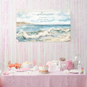 Banderoles Watercolor Summer Ocean Beach Mariage