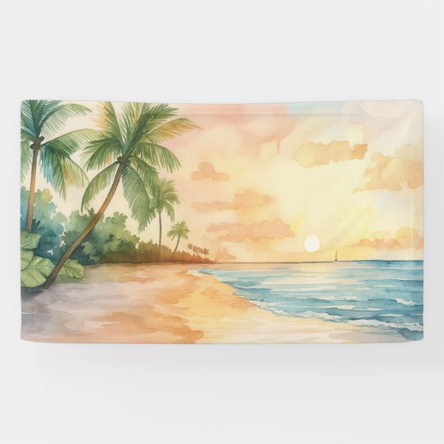 Banderoles Watercolor Tropical Sunset (Horizontal)