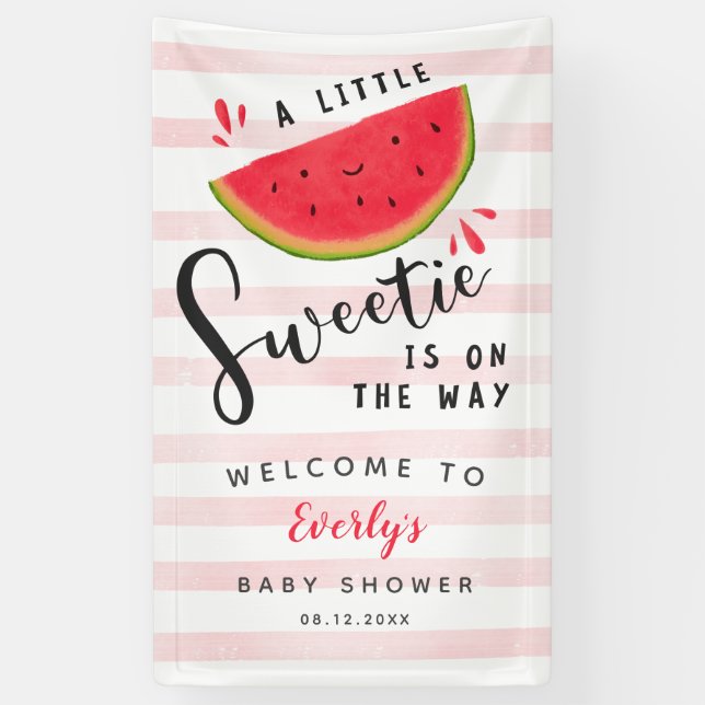 Banderoles Watermelon Little Sweetie Baby shower Bienvenue (Vertical)