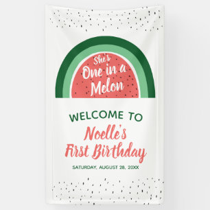 Banderoles Watermelon Rainbow, She's One in a Melon 1st Anniv