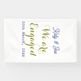 Banderoles We are Engaged purple gold name date elegant simpl