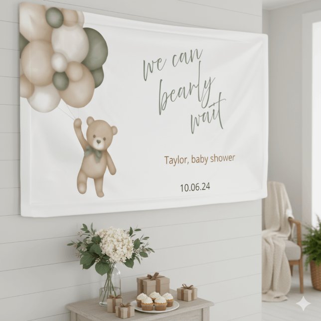 Banderoles We Can Bearly Wait Neutral Teddy Bear Banner (Créateur téléchargé)