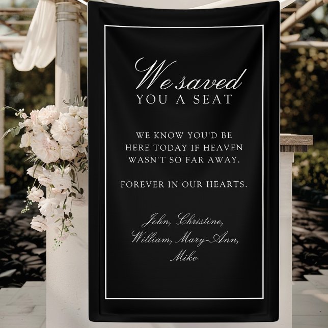 Banderoles "We Saved You A Seat"  Black Wedding ("We Saved You A Seat" Black White Wedding Banner)