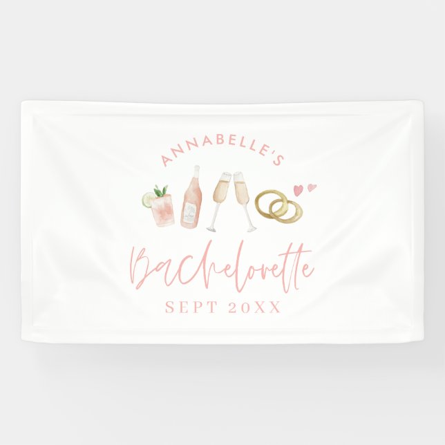 Banderoles week-end champagne rose girly moderne (Horizontal)