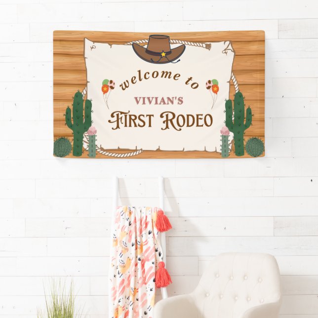 Banderoles Western Cowgirl Saddup Rodeo Bienvenue (En situation)