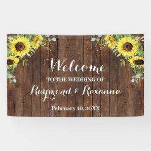 Banderoles Western Welcome Mariage Tournesols vert