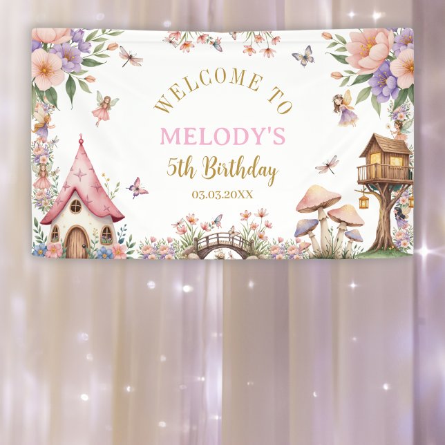 Banderoles Whimsical Flower Fairy 5th birthday Banner (Créateur téléchargé)