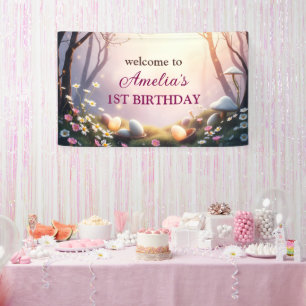 Banderoles Whimsical Pâques Thème 1er anniversaire Affiche de