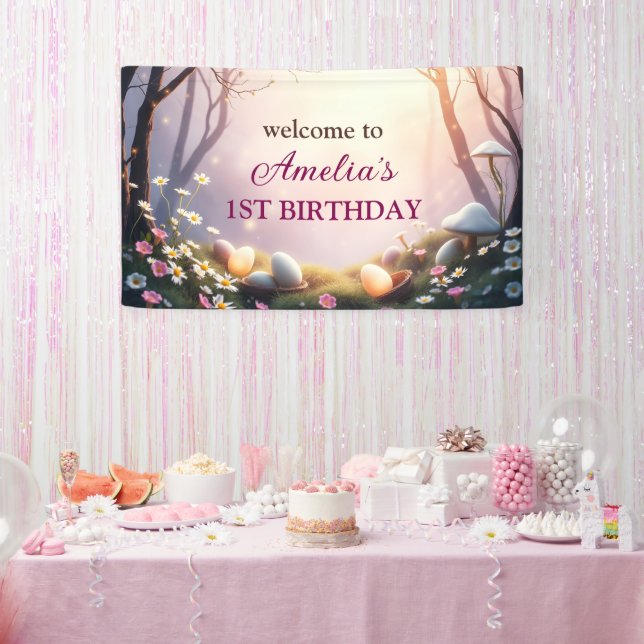 Banderoles Whimsical Pâques Thème 1er anniversaire Affiche de (Fête)