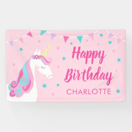 Banderoles Whimsical Rainbow Unicorn rose heureux anniversair