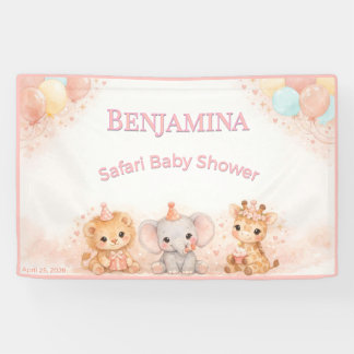 Banderoles Whimsy Lion Elephant Giraffe Pastel Peach Pink    