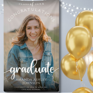 Banderoles White Félicitations Diplômé de la photo