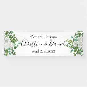 Banderoles White Peony & Rose Floral Mariage