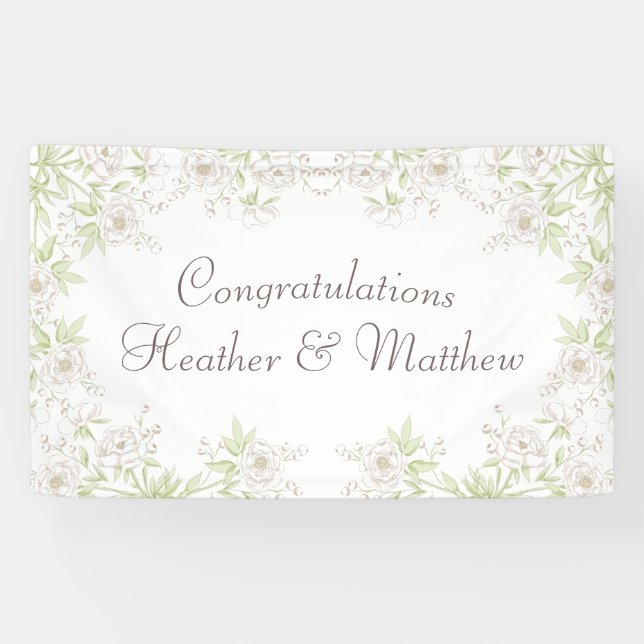 Banderoles White Rose Classic Wedding (Horizontal)