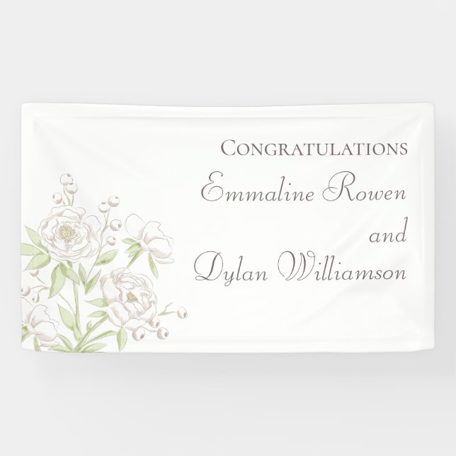 Banderoles White Rose Classic Wedding (Horizontal)
