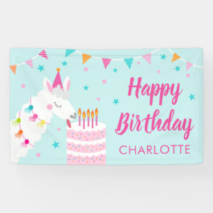 Banderoles Whole Llama Fun Cake 5e Anniversaire Aqua