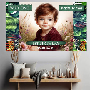 Banderoles Wild One 1er Anniversaire Jungle Safari Photo Trop