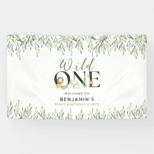 Banderoles Wild One 1st Birthday Safari Animaux Welcome Party