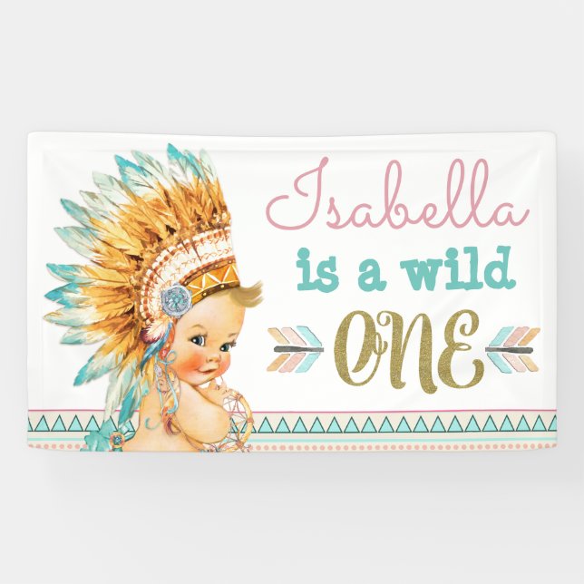 Banderoles Wild One Birthday Banner Tribal 1er Anniversaire (Horizontal)