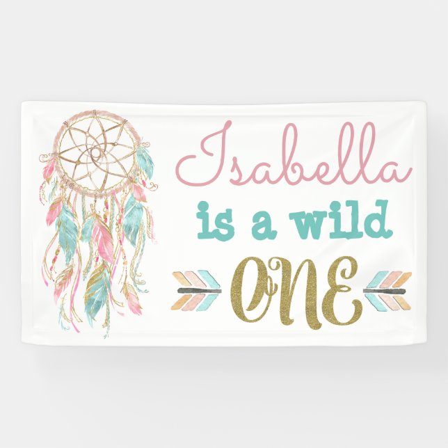 Banderoles Wild One Birthday Banner Tribal 1er Anniversaire (Horizontal)