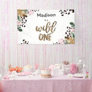 Banderoles Wild One Birthday Empreinte de léopard Wild Jungl