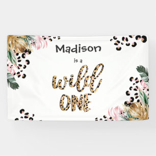Banderoles Wild One Birthday Empreinte de léopard Wild Jungle