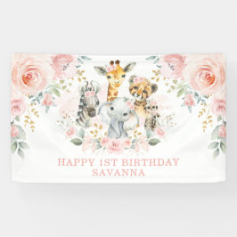 Banderoles Wild One Blush Floral Jungle Anniversaire Fille Fê